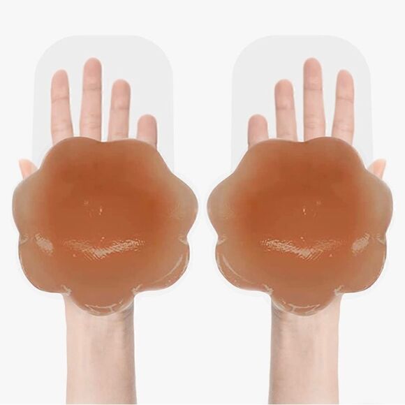 Set of 2 - Silicone nipple adhesive bra Breast lift bra - large brown -N… - Picture 1 of 10